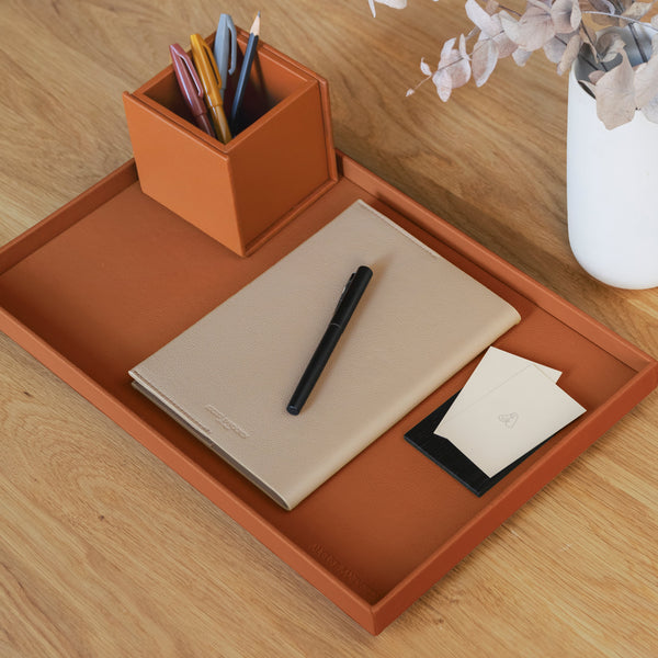 The Serving Tray: Leather - Cognac - Large