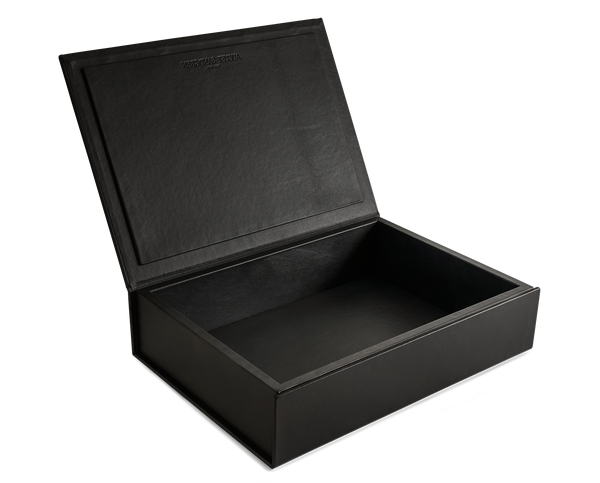 The Bookbox: Black Surplus Leather Box - Large | August Sandgren